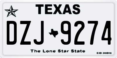 TX license plate DZJ9274