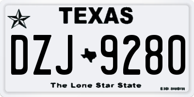 TX license plate DZJ9280