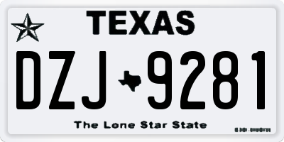 TX license plate DZJ9281