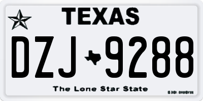 TX license plate DZJ9288