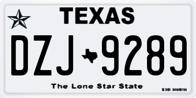 TX license plate DZJ9289