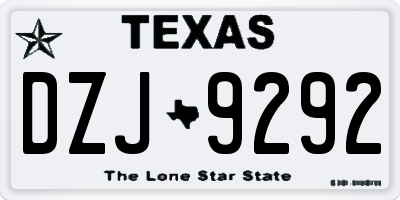 TX license plate DZJ9292