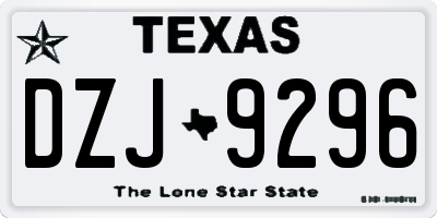 TX license plate DZJ9296