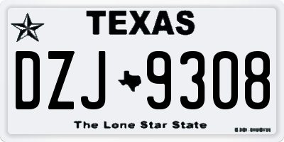 TX license plate DZJ9308