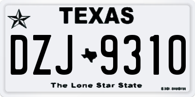 TX license plate DZJ9310