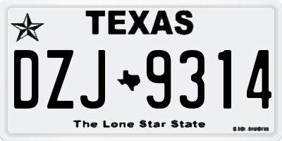 TX license plate DZJ9314