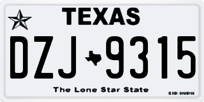 TX license plate DZJ9315