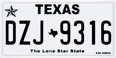 TX license plate DZJ9316