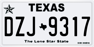 TX license plate DZJ9317
