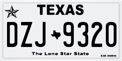 TX license plate DZJ9320