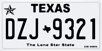 TX license plate DZJ9321