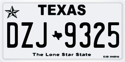 TX license plate DZJ9325