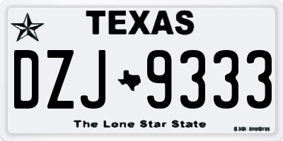 TX license plate DZJ9333