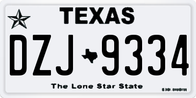 TX license plate DZJ9334