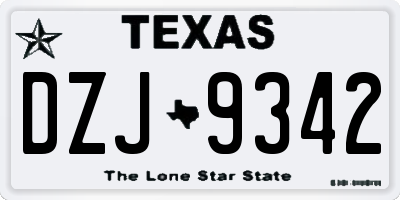 TX license plate DZJ9342