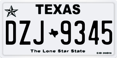 TX license plate DZJ9345
