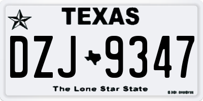 TX license plate DZJ9347