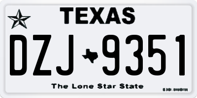 TX license plate DZJ9351