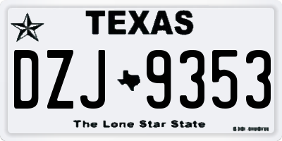TX license plate DZJ9353