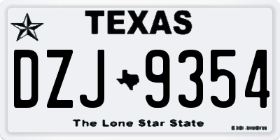 TX license plate DZJ9354