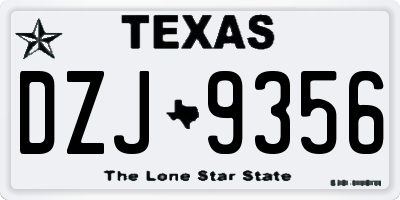 TX license plate DZJ9356