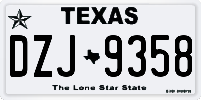 TX license plate DZJ9358