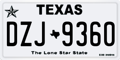 TX license plate DZJ9360