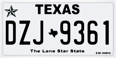 TX license plate DZJ9361