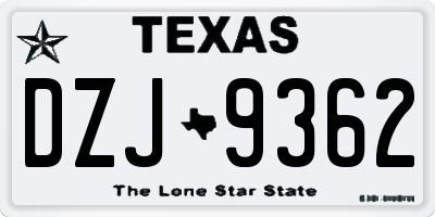 TX license plate DZJ9362