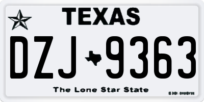 TX license plate DZJ9363