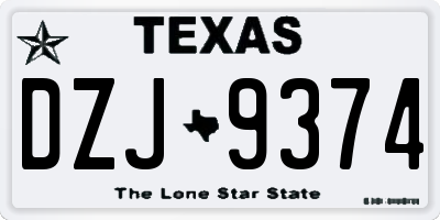 TX license plate DZJ9374