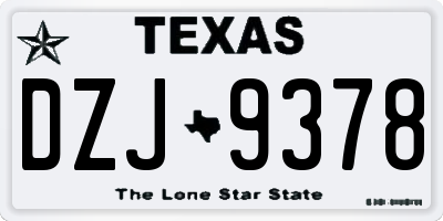 TX license plate DZJ9378