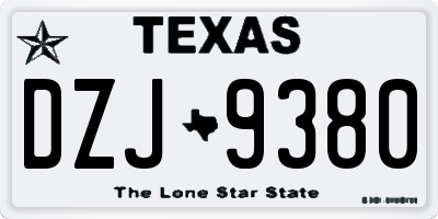 TX license plate DZJ9380