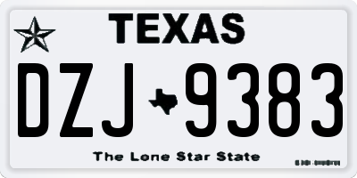 TX license plate DZJ9383