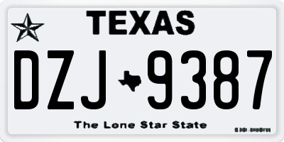 TX license plate DZJ9387