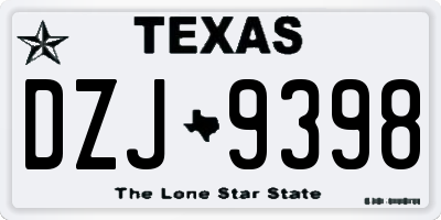 TX license plate DZJ9398
