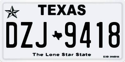 TX license plate DZJ9418