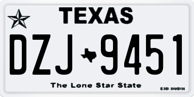 TX license plate DZJ9451