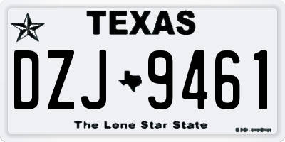 TX license plate DZJ9461
