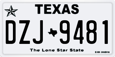 TX license plate DZJ9481