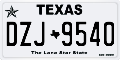 TX license plate DZJ9540