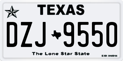 TX license plate DZJ9550