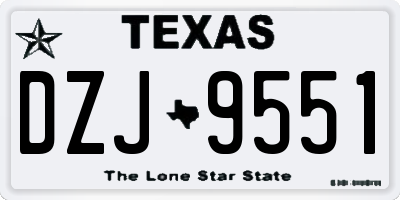 TX license plate DZJ9551