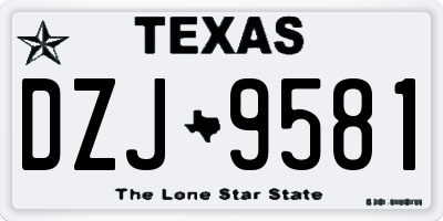 TX license plate DZJ9581