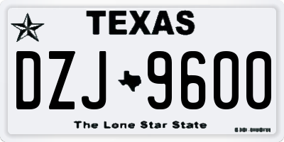 TX license plate DZJ9600