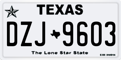 TX license plate DZJ9603
