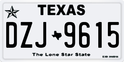 TX license plate DZJ9615