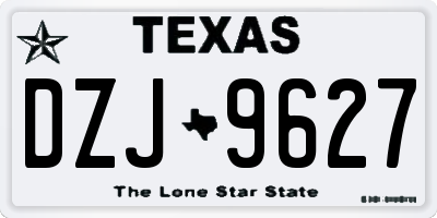 TX license plate DZJ9627