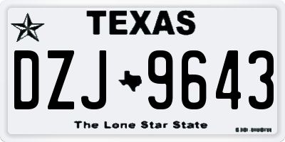 TX license plate DZJ9643