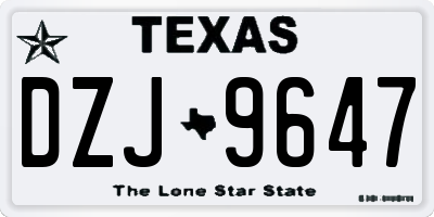TX license plate DZJ9647